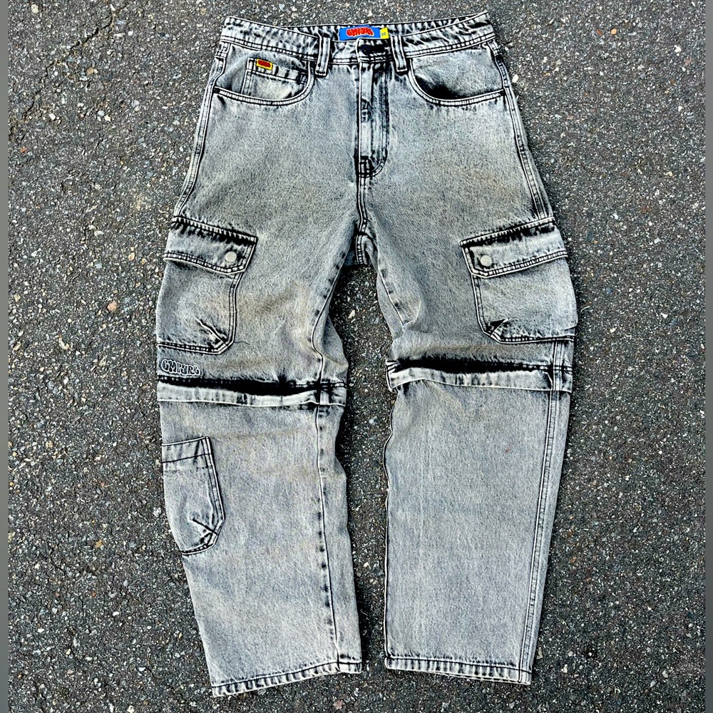 Empyre Grey Zip Off Cargo Denim Skate Jeans